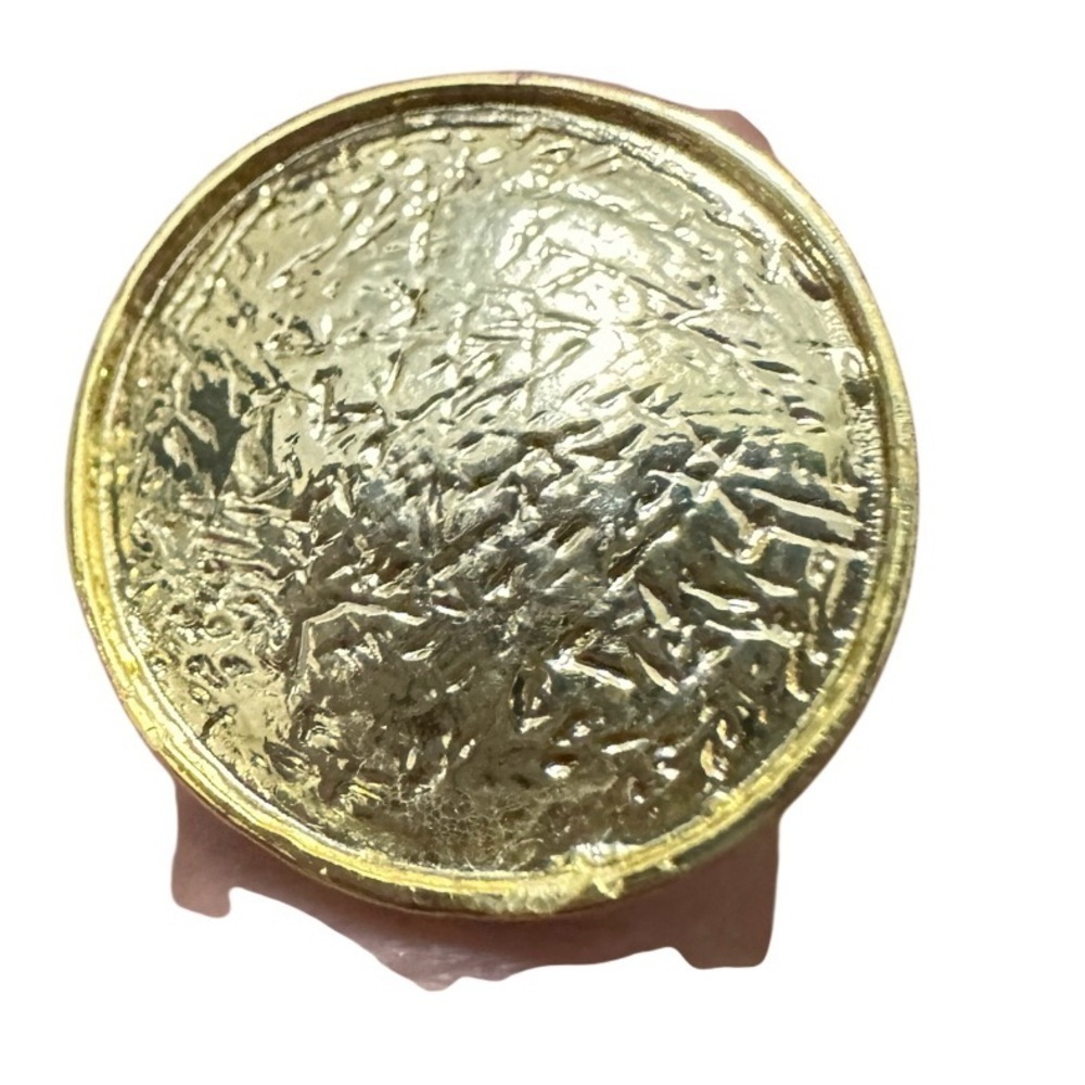 Gold Textured Round Brooch